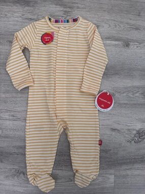 Magnetic Me Yellow and White Striped Footed One-Piece